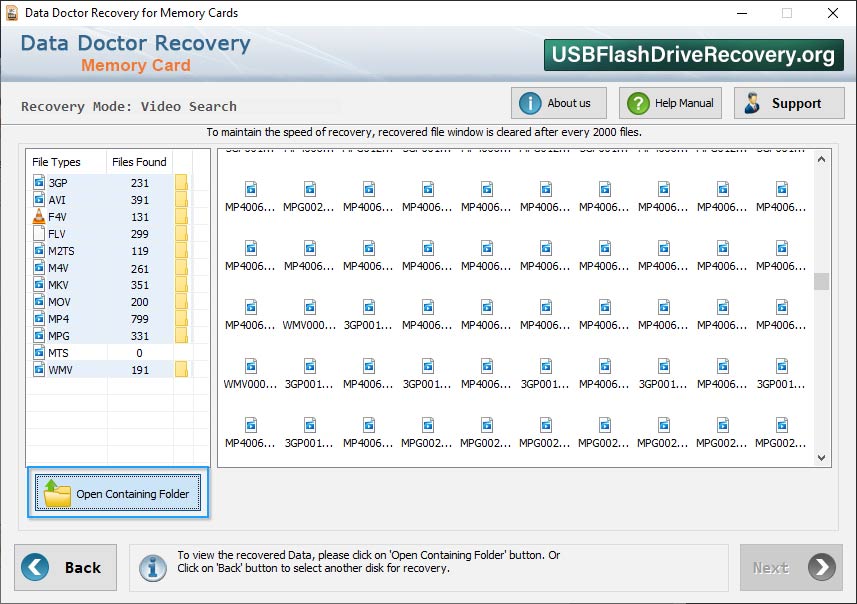 Open contaning folder